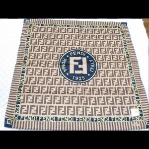 FENDI auth signature logo scarf handkerchief